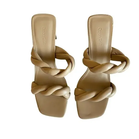 Open Edit Women's Remmy Beige Braided Twist
Strappy Sandals Size 9 - Picture 2 of 7